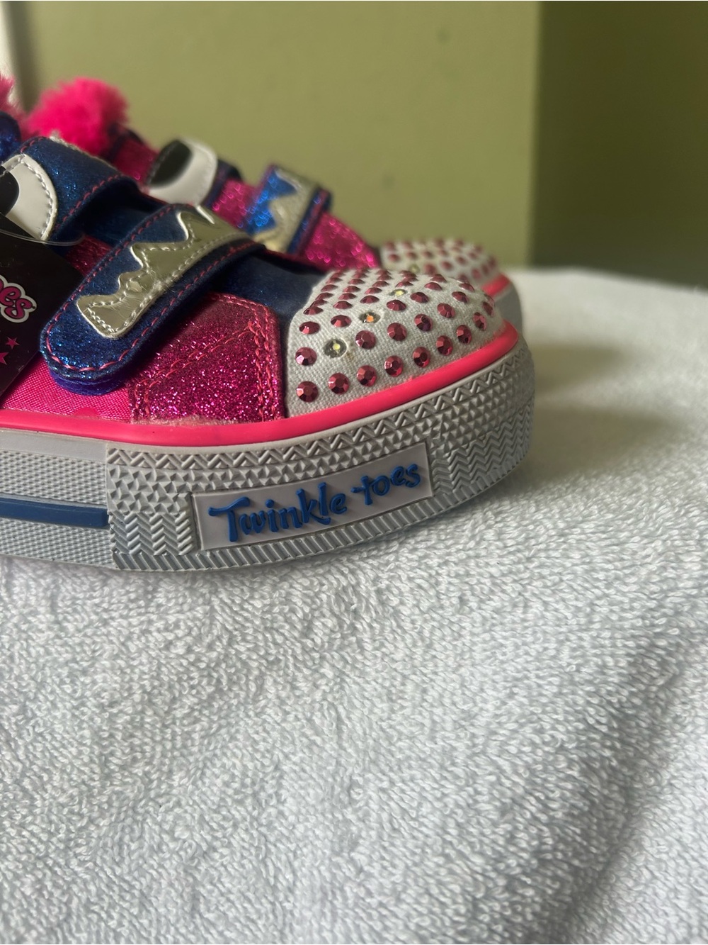 NWT Skechers Twinkle-Toes Girls' Glitter Monster Slip-On Sneakers - Pink & Blue - Picture 4 of 13